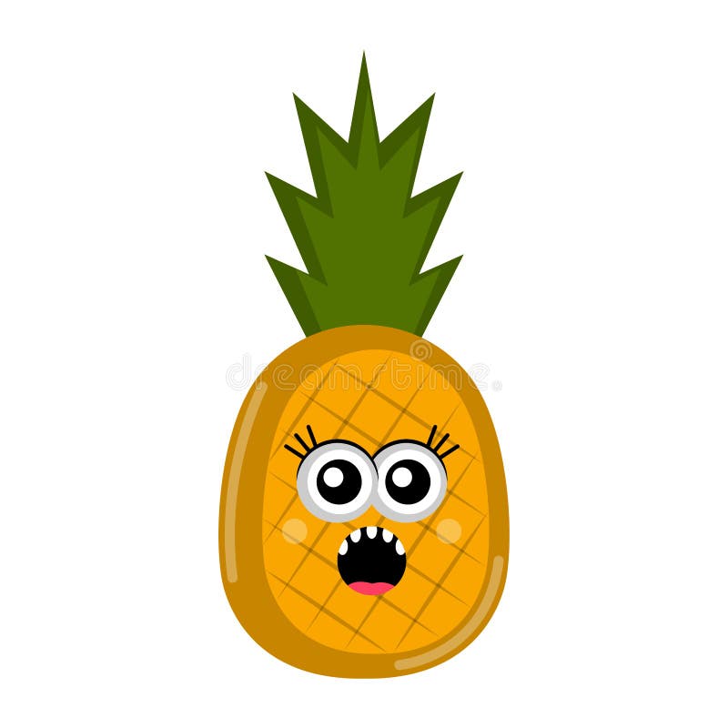 Isolated scared pineapple cartoon royalty free illustration