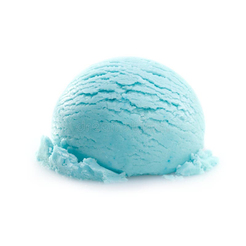 Isolated scoop of turquoise ice cream isolated on white background