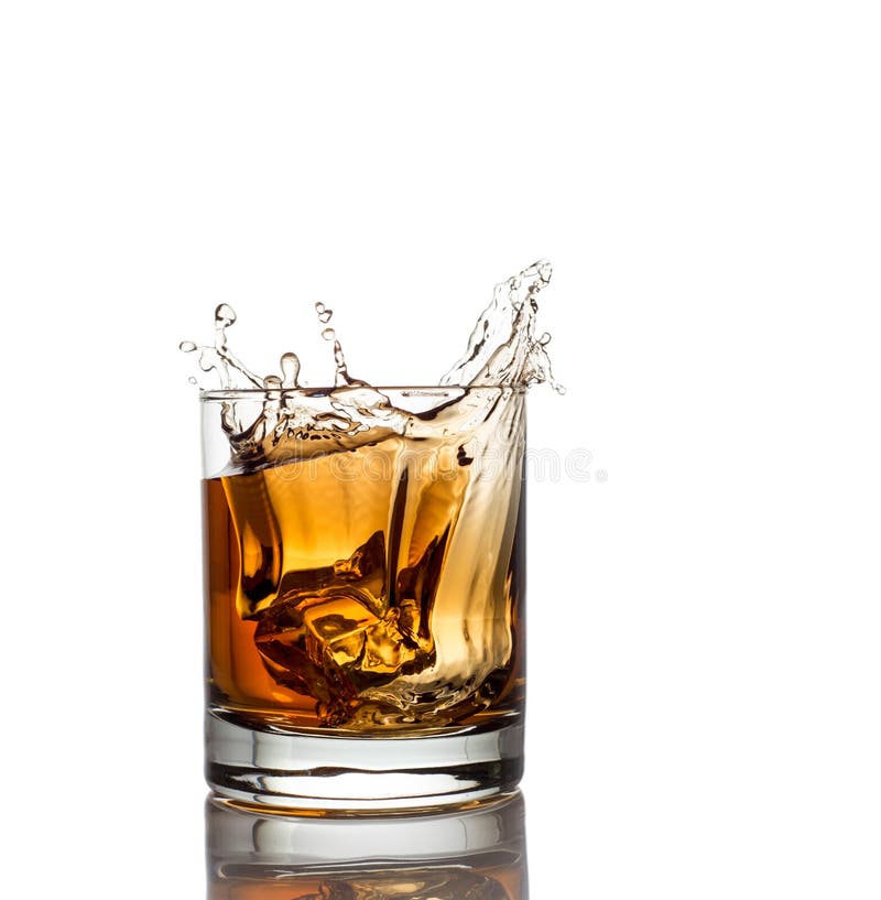 Isolated Shot Of Whiskey With Splash On White Stock Photo Image of