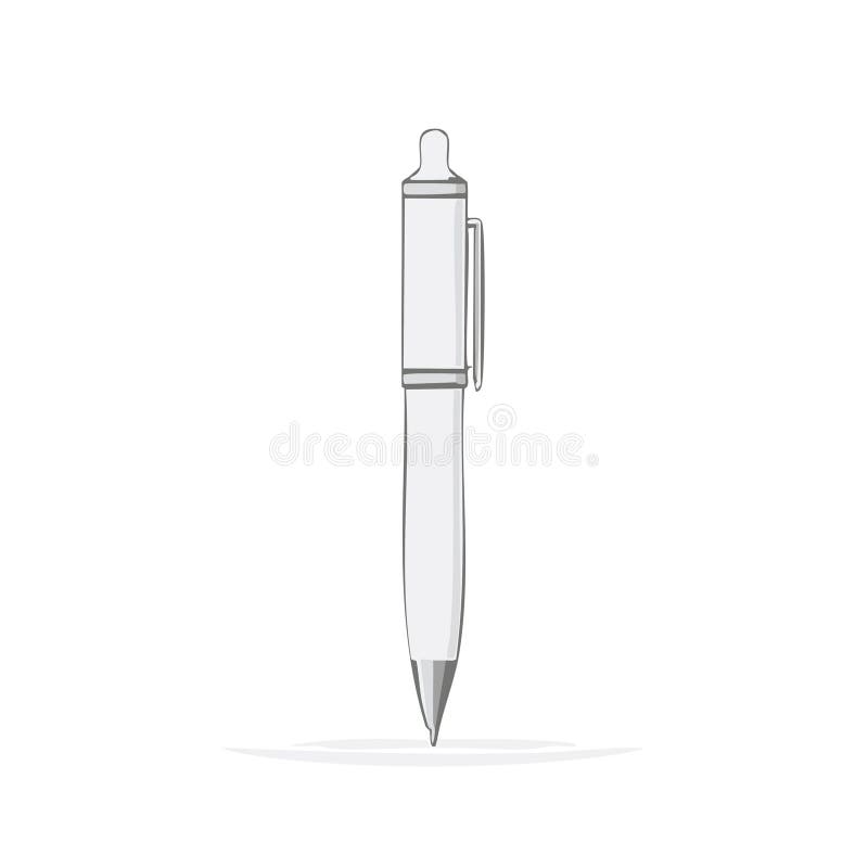 Isolated Silver Metallic Pen Illustration: Writing, Note Taking, and Office Supply Tool stock illustration