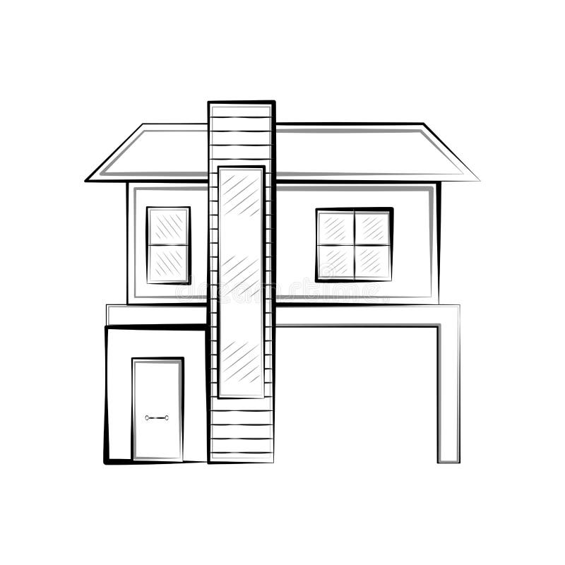 Isolated Sketch of a Modern House Stock Vector Illustration of