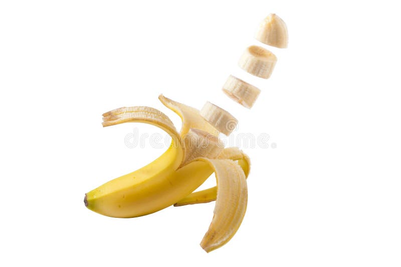 Isolated sliced banana on white