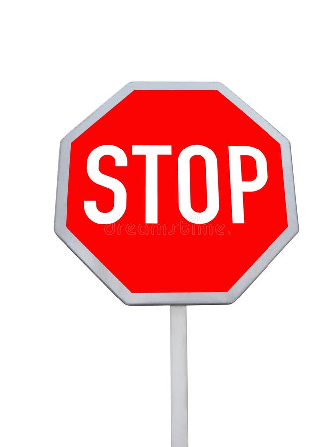 isolated stop road sign, red color