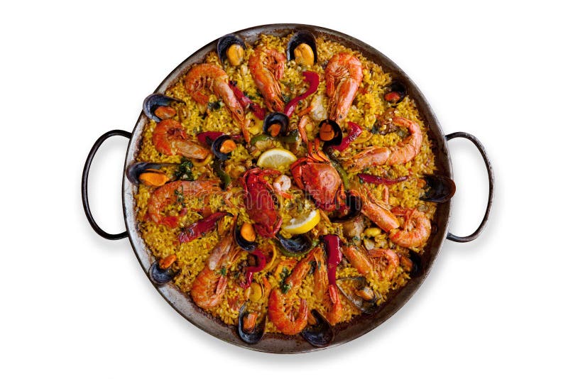 Isolated Traditional Spanish Paella royalty free stock image