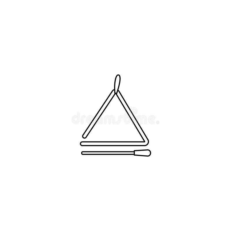 Triangle musical instrument with beater line art icon for music