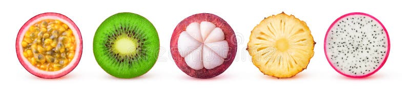 Isolated tropical fruit slices