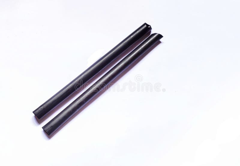Isolated Two Black Plastic Straws Stock Image Image of object, line