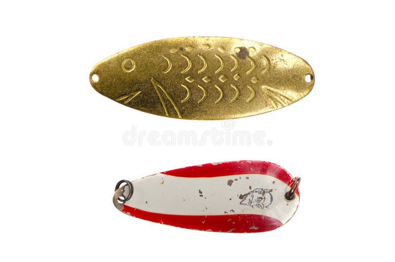 Isolated two retro spoon-baits stock photos Isolated two retro spoon-baits stock photos