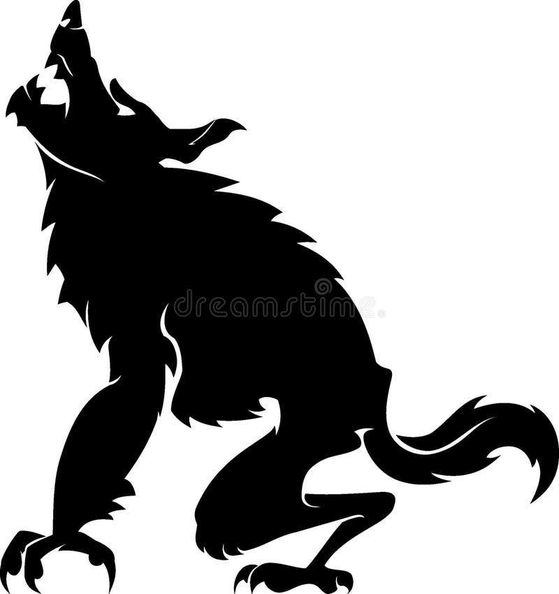 Isolated vector illustration of cartoon style fantasy werewolf howling in s...