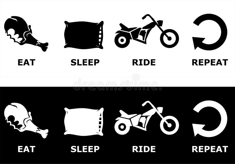 Eat, Sleep, Ride and Repeat Symbols