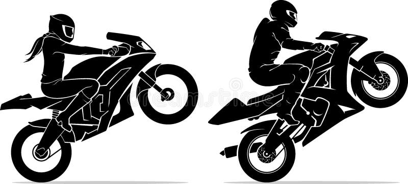 Male and Female Ride Extreme Sports Motorcycle