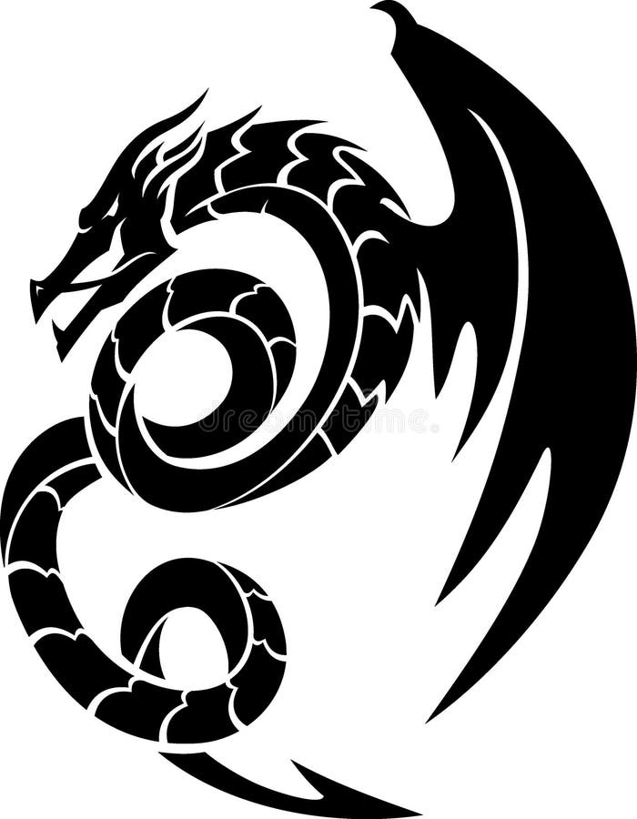 Rune Of Dragon Lore Isolated-vector-illustration-mythical-creature-black-dragon-insignia-dragon-fantasy-sigil-vintage-side-view-173829212