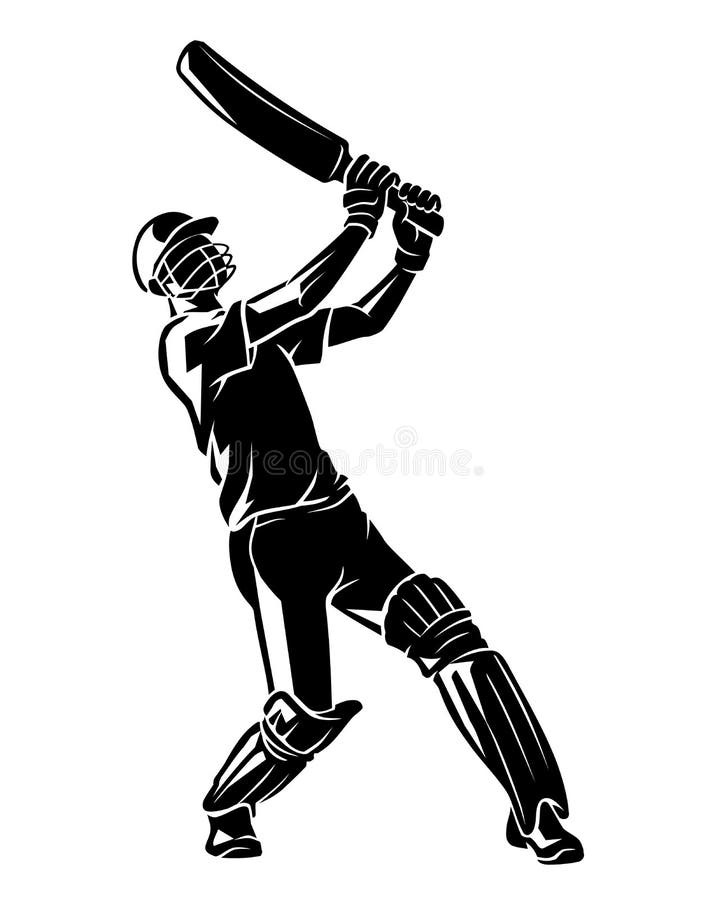 Cricket Player Hit Ball with Bat Stock Vector Illustration of wear