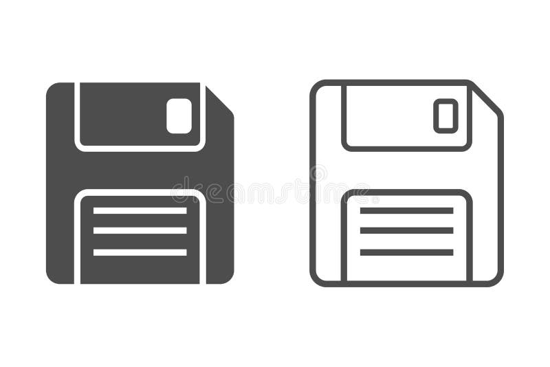 Floppy Disk Flat and Line Icons. Isolated Vector Logo Illustration