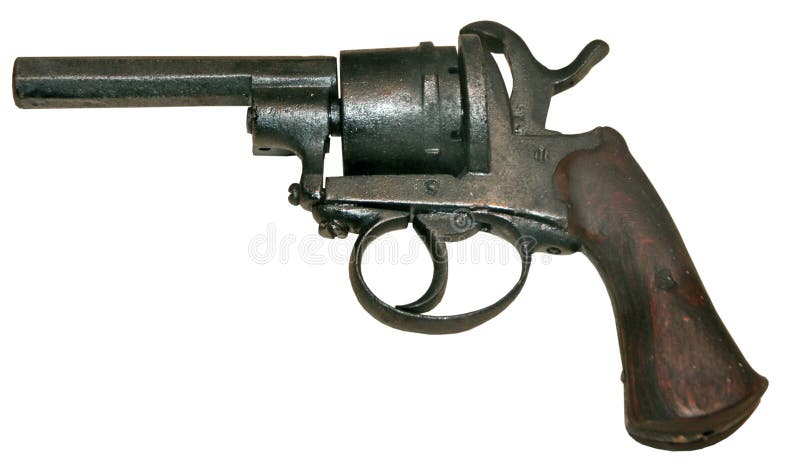 Isolated vintage firearm revolver