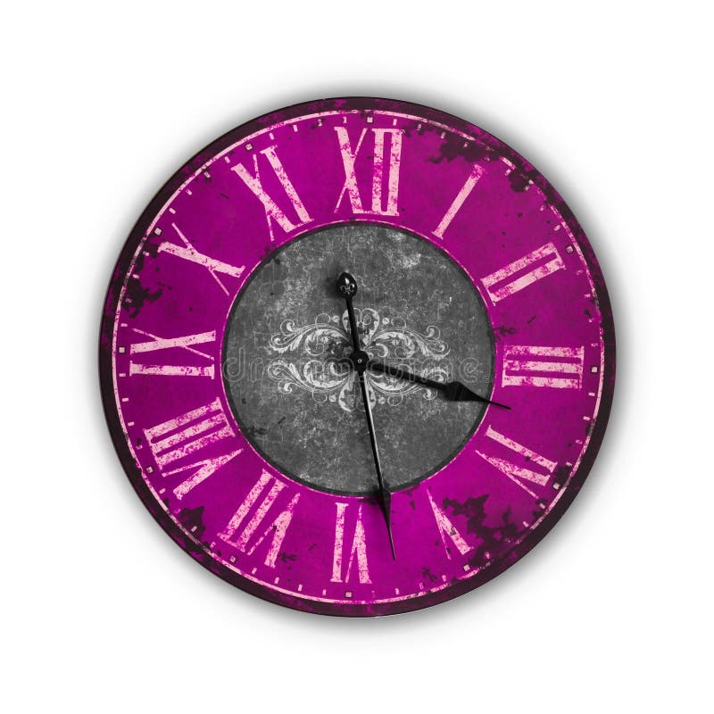 Isolated Vintage Old Pink Clock Stock Image Image of numeral, white