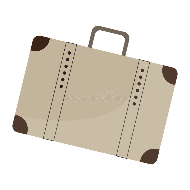 Flat Vector Icon Of Retro Suitcase With Stickers Vintage Travel