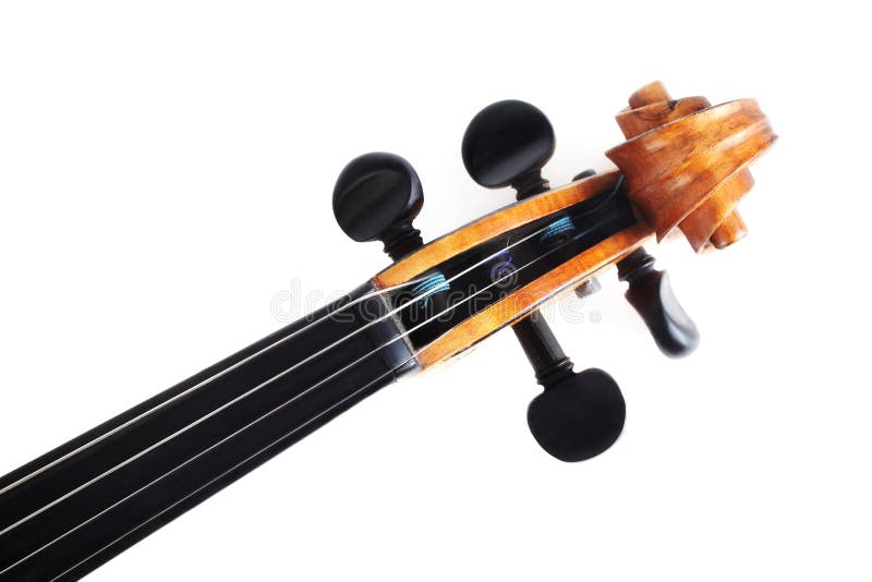 Isolated violin scroll stock photo