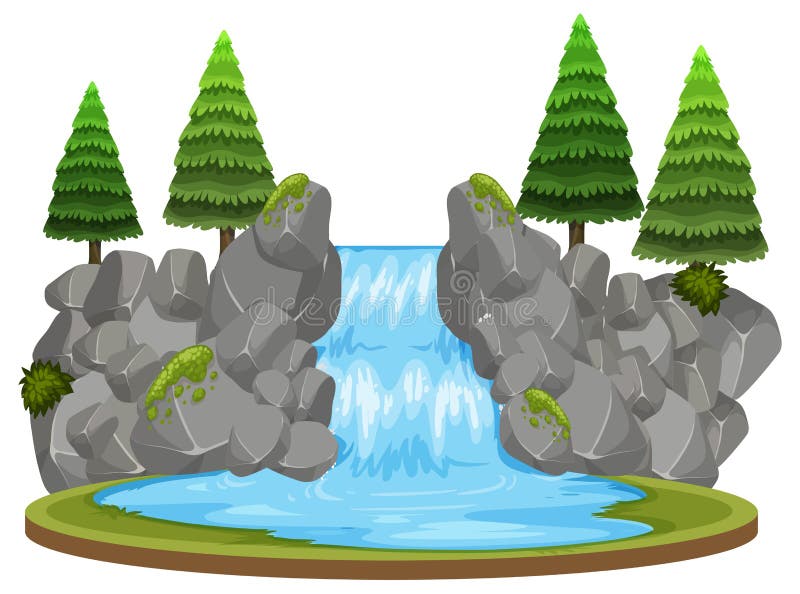 Isolated Waterfall on White Background Stock Vector - Illustration of ...