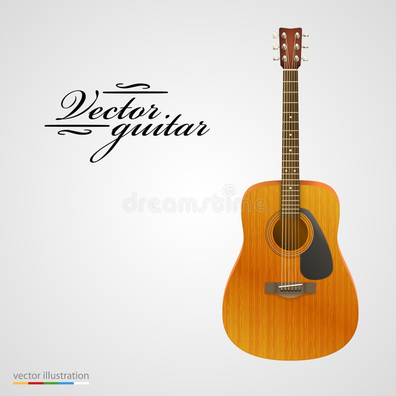 Isolated on white acoustic guitar.