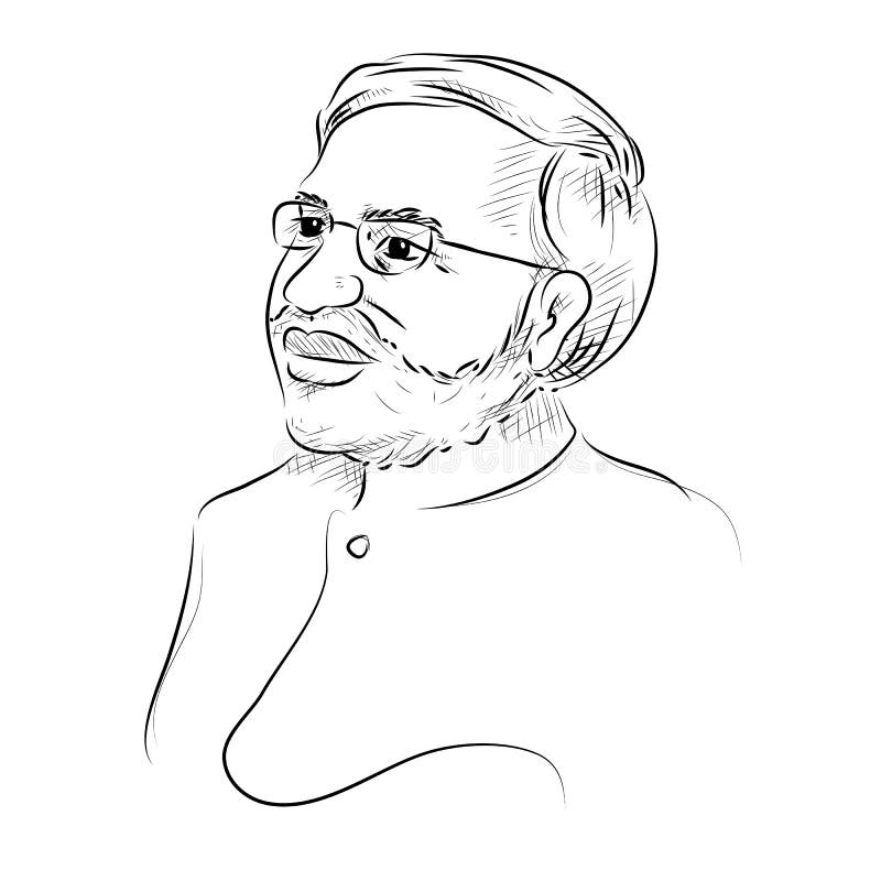 Artist love art - First time I drawn from pen🖊 and make narendra modi  drawing I used 📉grid method to make light👨face outlines 5 hours🕔 30  minutes taken to draw MATERIAl🔍📱📃