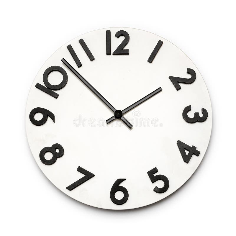 Isolated White Clock Face with Black Numbers Stock Image - Image of ...