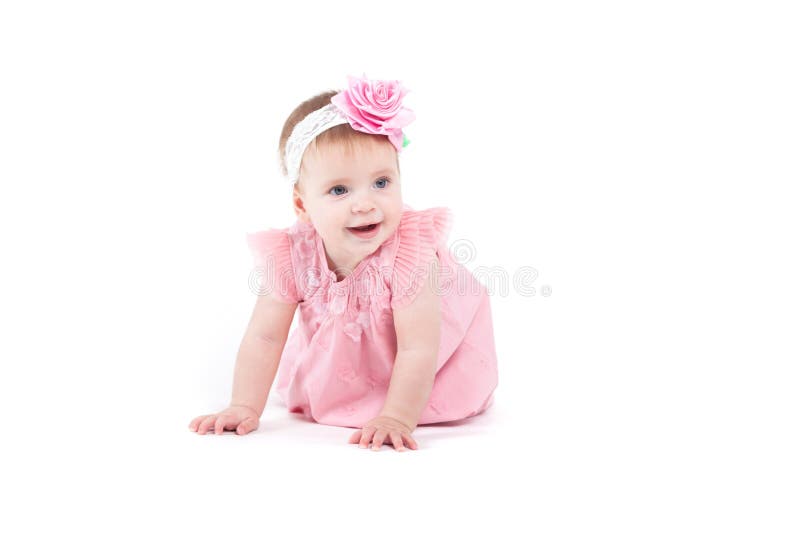 Cute Pretty Little Girl in Pink Dress Stock Image - Image of model ...