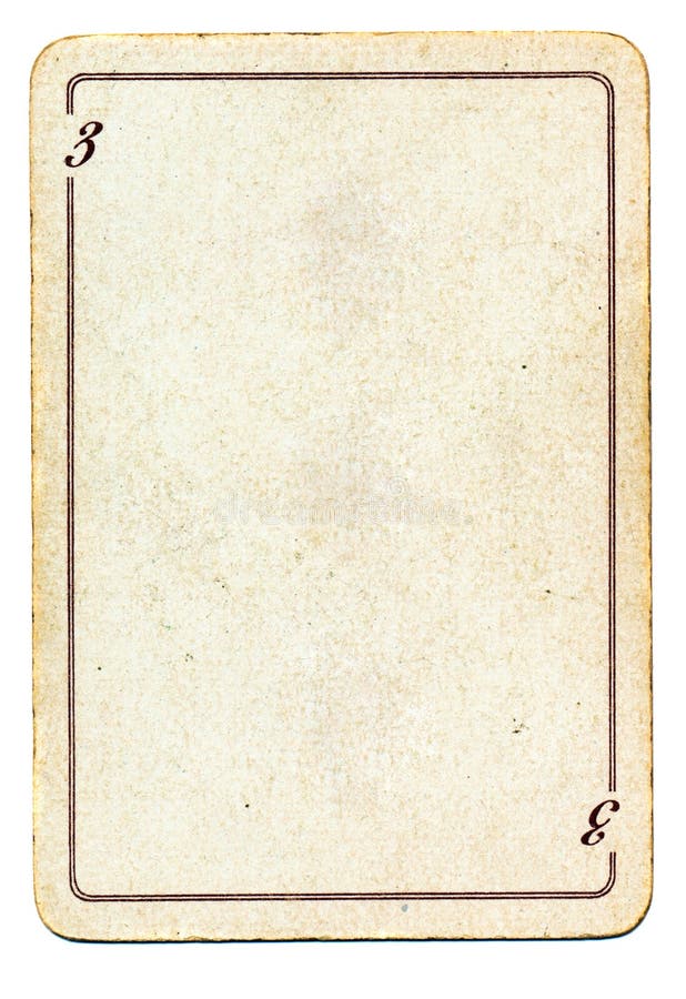 Isolated on White Old Playing Card Paper with Number Three Stock Image