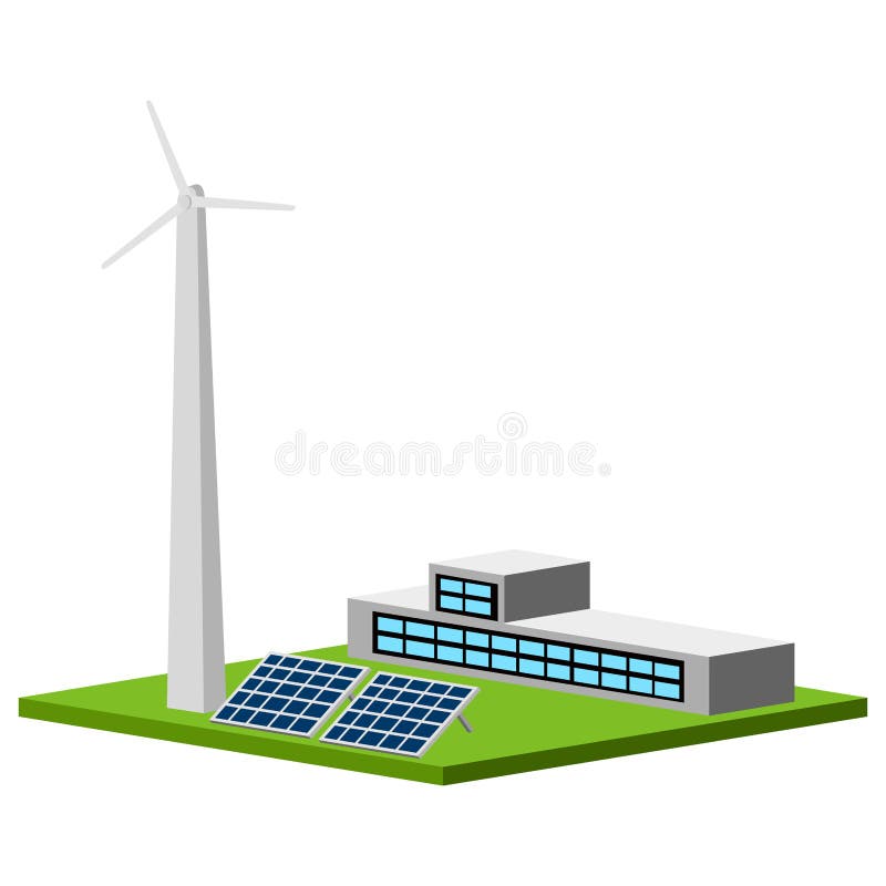 Solar and wind power plant stock vector. Illustration of panel 107788314