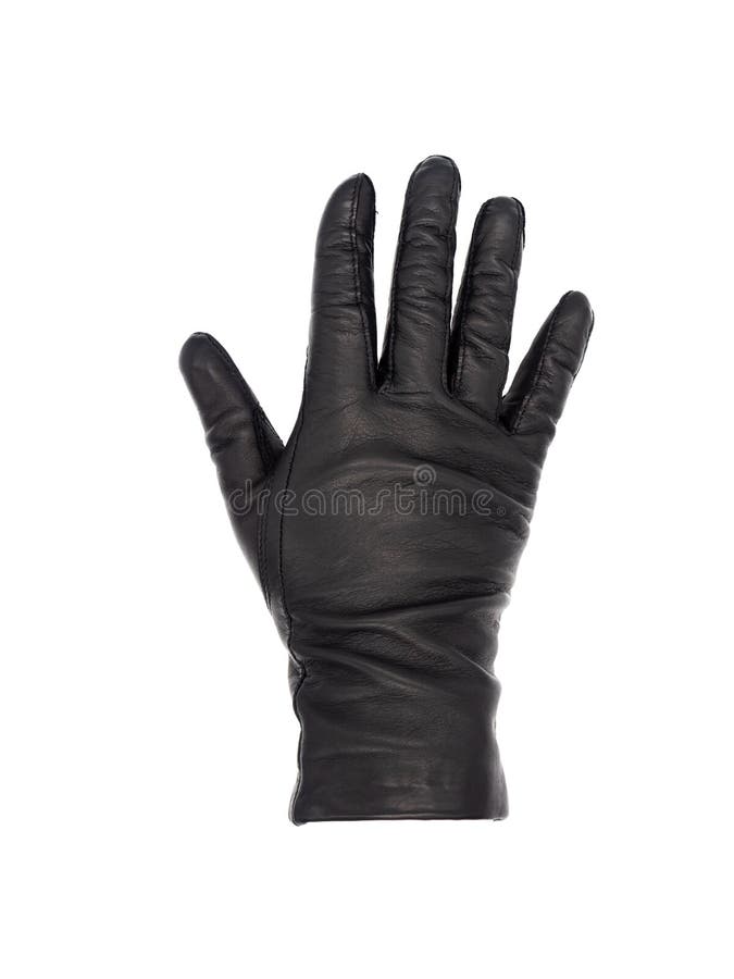 Isolated Woman`s Hand Wearing a Black Leather Glove Palm Down, Fingers ...