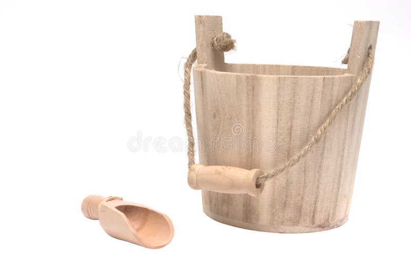 Wooden bucket in shower stock photo. Image of indoor 14263106