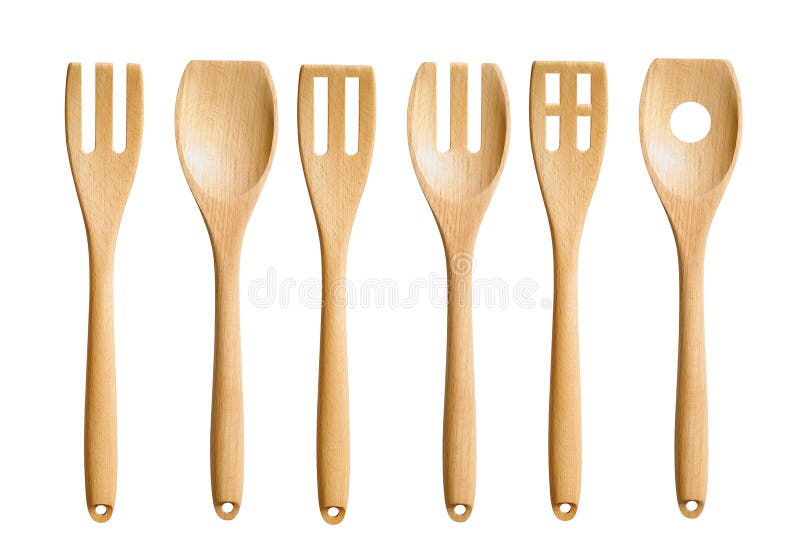 Isolated Wooden Kitchen Utensils White Background Stock Photo Image