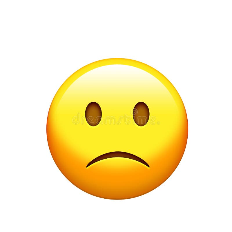 Isolated Yellow Sad and Unhappy Face Icon Stock Illustration ...