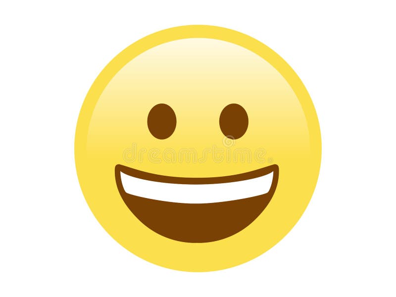 Isolated Yellow Smiling Face With The Upper White Teeth Icon Stock