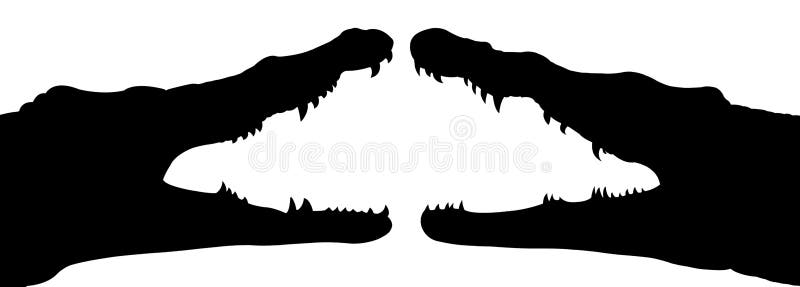 Isolates two black crocodile mouth.