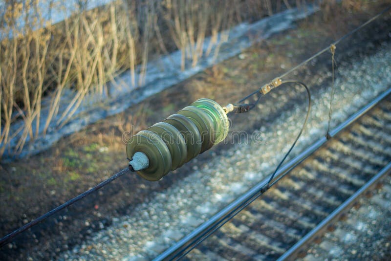 Isolator on the Transmission Line Over the Railway Stock Image Image