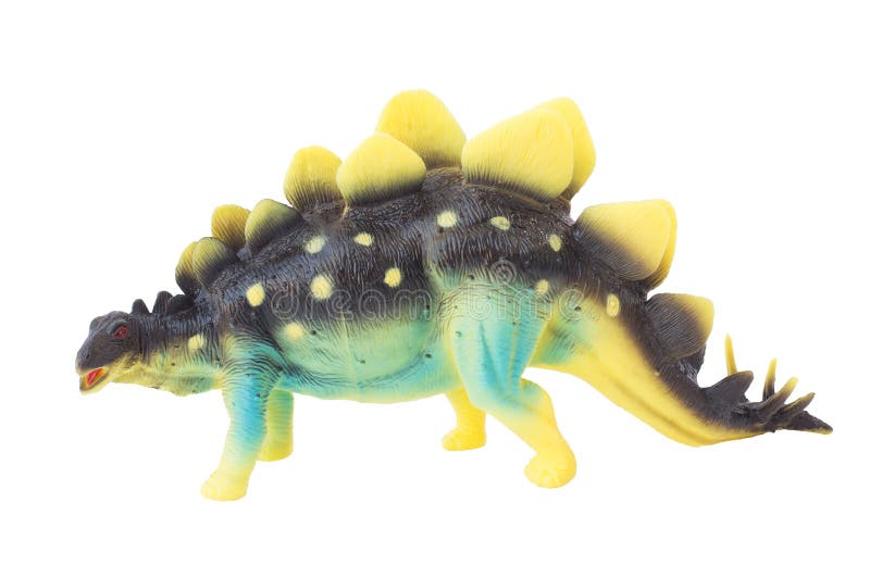 Isoleert het plastic stuk speelgoed van de Stegosaurusdinosaurus witte achtergrond stock fotografie Isoleert het plastic stuk speelgoed van de Stegosaurusdinosaurus witte achtergrond stock fotografie