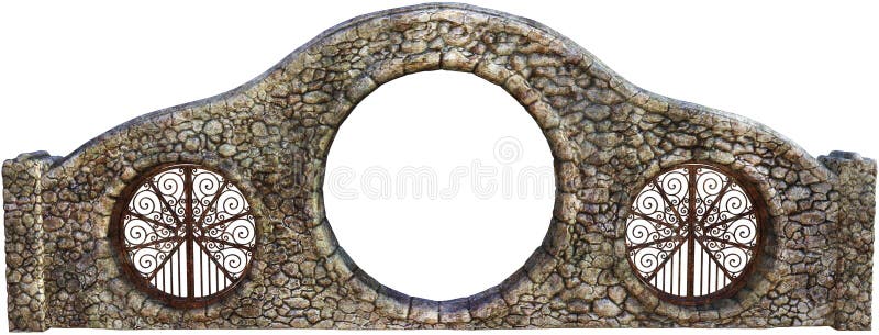 Isolerad gammal port för stenvägg stock illustrationer
