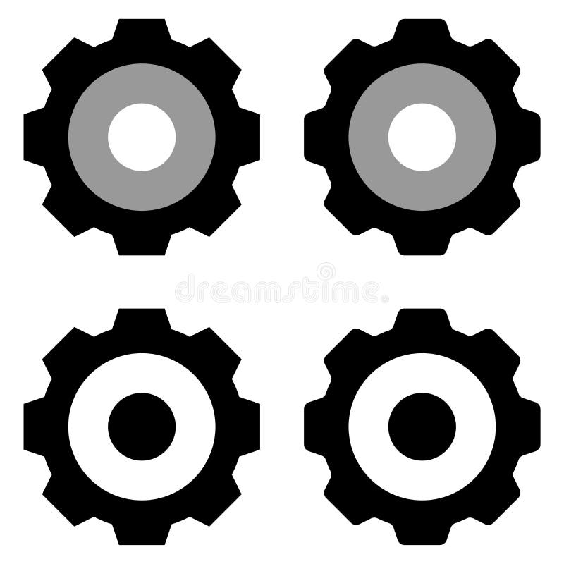 Isolerad grupp för kugghjul symbol i vit bakgrund stock illustrationer Isolerad grupp för kugghjul symbol i vit bakgrund stock illustrationer