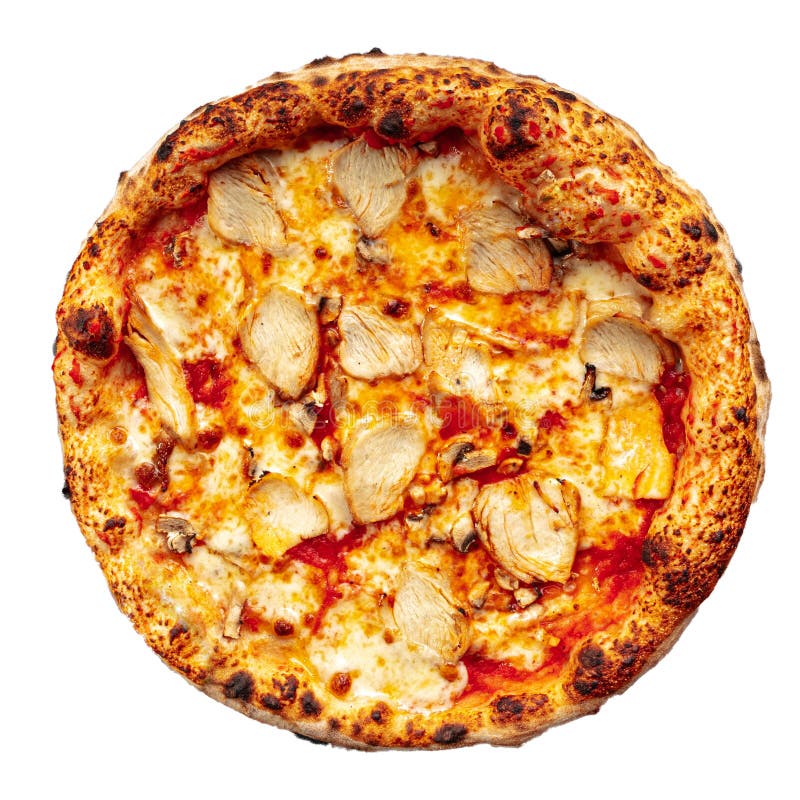 Isolated chicken neapolitan pizza on the white background. Isolated chicken neapolitan pizza on the white background