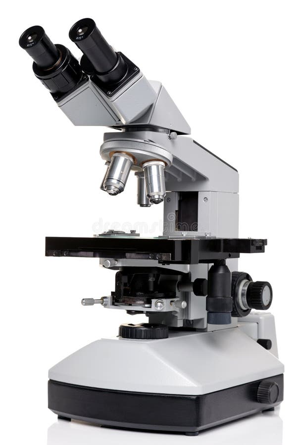 Isolerad laboratoriummikroskopwhite royaltyfria bilder