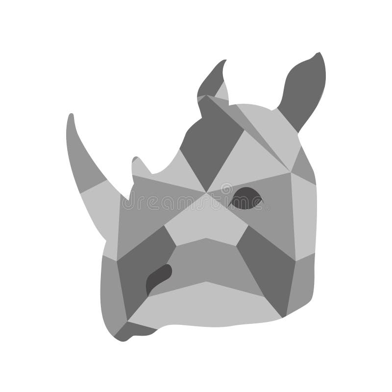 Isolerad låg poly noshörningsymbol vektor illustrationer