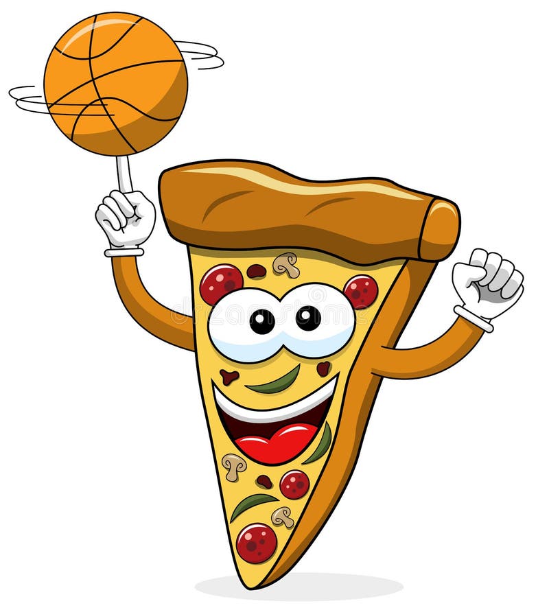 Isolerad rolig basket för pizzaskivatecknad film royaltyfri illustrationer
