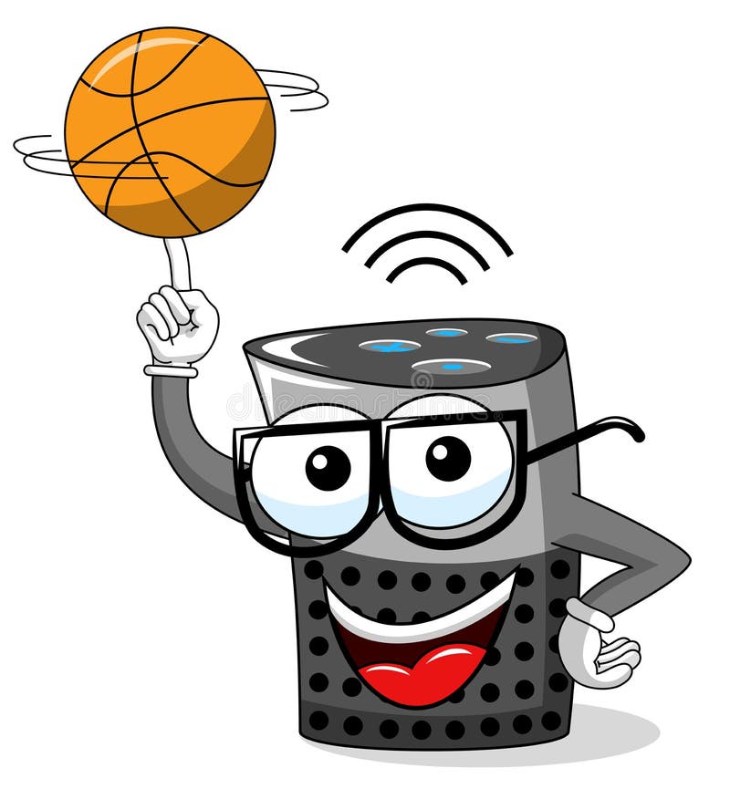 Isolerad roterande basket för smart tecken för högtalaretecknad film roligt stock illustrationer