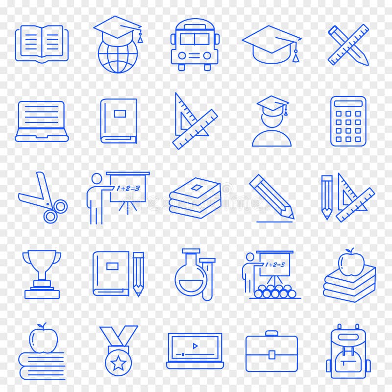 isolerad set white för bakgrundsutbildning symbol 25 vektorsymboler packar royaltyfri illustrationer isolerad set white för bakgrundsutbildning symbol 25 vektorsymboler packar royaltyfri illustrationer