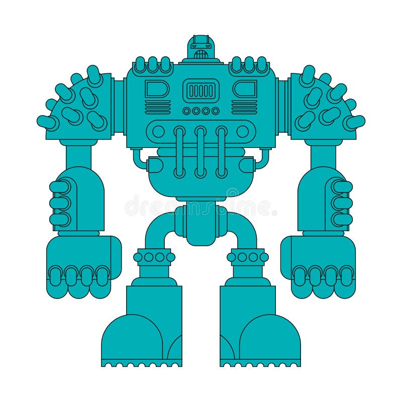 Isolerad stridrobot Cyborgkrigareframtid Vektor Illustratio stock illustrationer Isolerad stridrobot Cyborgkrigareframtid Vektor Illustratio stock illustrationer