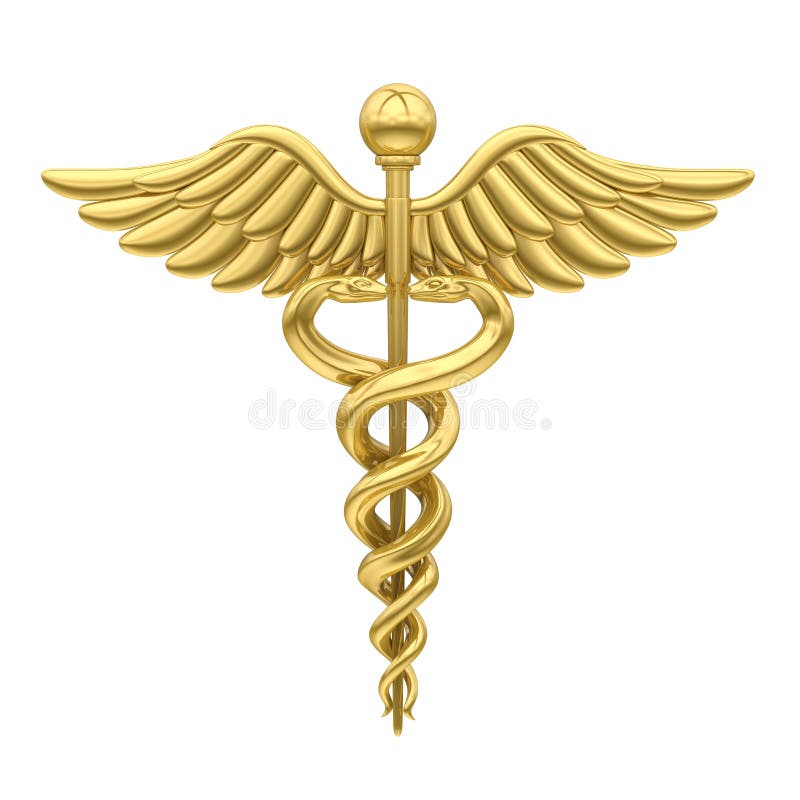 Isolerat medicinskt symbol för Caduceus vektor illustrationer