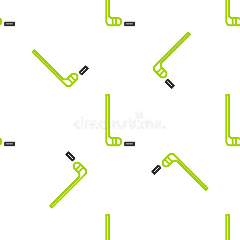 Line Ice hockey stick and puck icon isolated seamless pattern on white background. Vector Illustration. Line Ice hockey stick and puck icon isolated seamless pattern on white background. Vector Illustration.