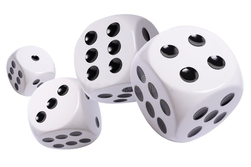 Isoliert vier große weiße Würfel auf weißem Hintergrund Vorlage der Würfel Spielsucht oder Tischspiel vektor abbildung