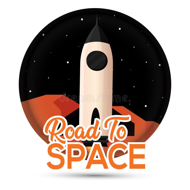 Isoliertes Red Logo des Weltraumraketeschwarzen lizenzfreie abbildung